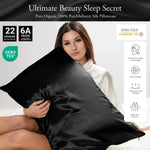 Black Silk Pillowcase - 22 Momme Pure Mulberry Silk Pillowcase UK