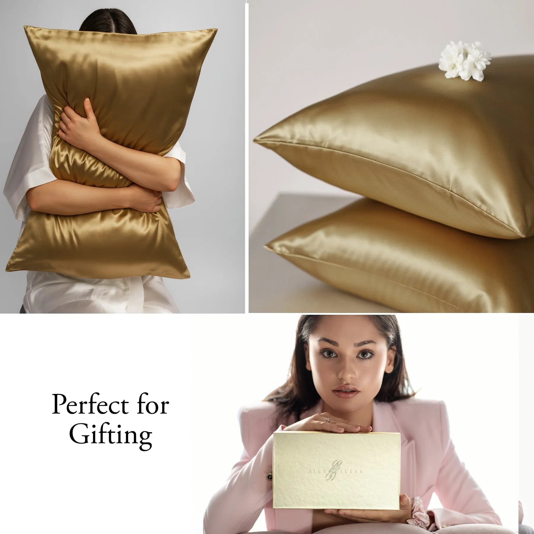 Gold Silk Pillowcase - 22 Momme Pure Mulberry Silk Pillowcase UK