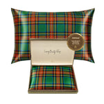 tartan green silk pillowcase