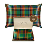 tartan green silk pillowcase