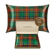 tartan green silk pillowcase