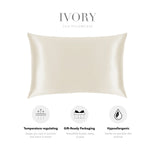 a single pillowcase with a white color and the word "IVORY" written above it.