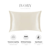 a single pillowcase with a white color and the word "IVORY" written above it.