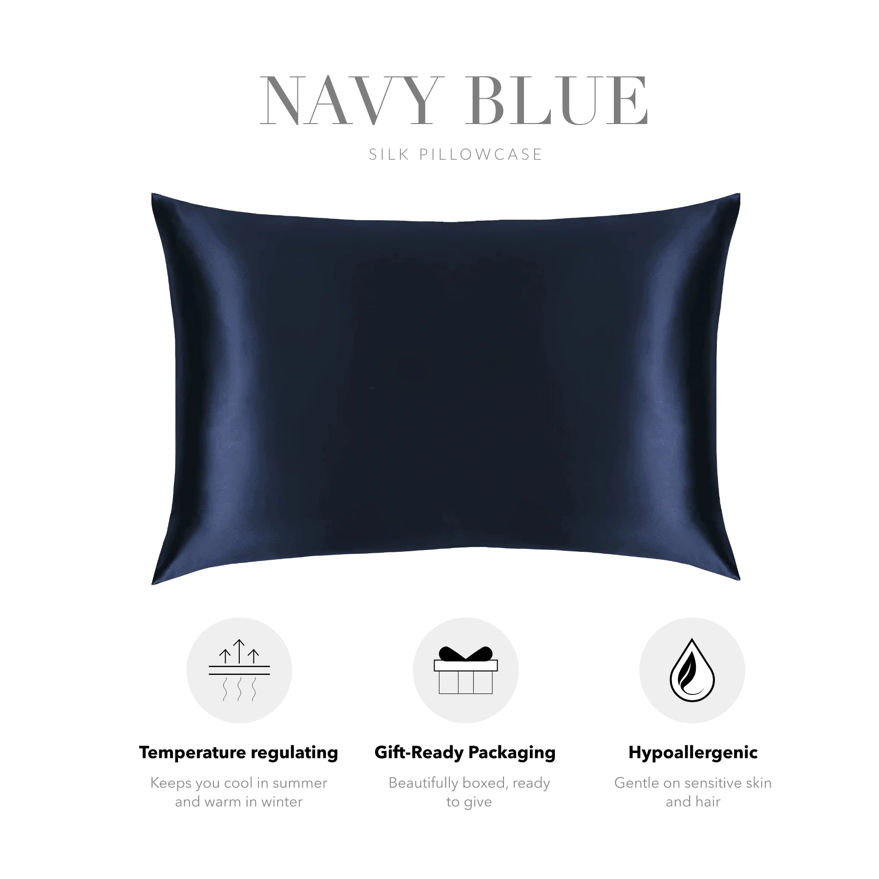 Navy Blue Silk Pillowcase