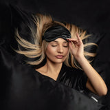 Black Silk Eye Mask - 22 Momme Pure Mulberry Silk Sleep Mask UK