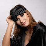 Black Silk Eye Mask - 22 Momme Pure Mulberry Silk Sleep Mask UK