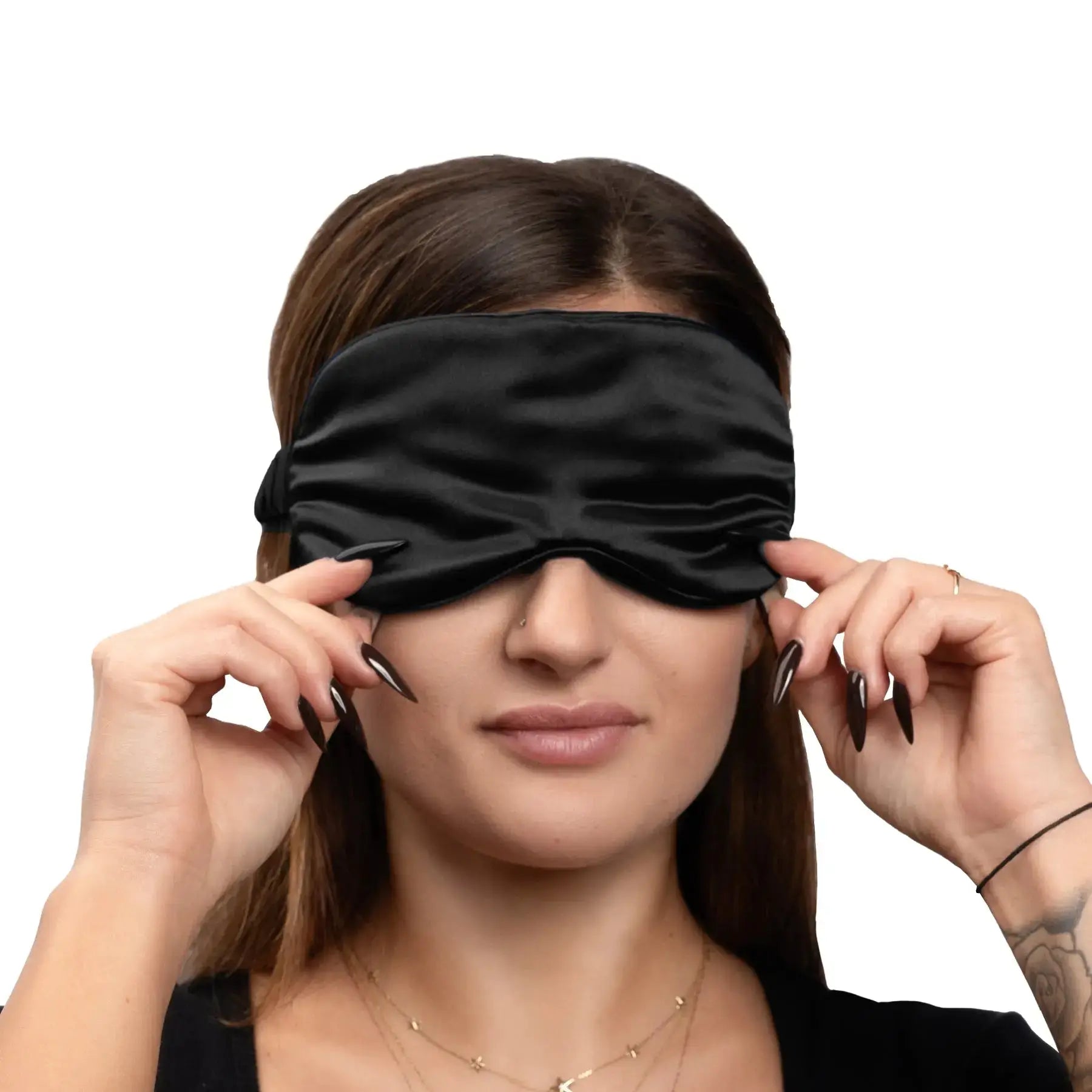 Black Silk Eye Mask - 22 Momme Pure Mulberry Silk Sleep Mask UK