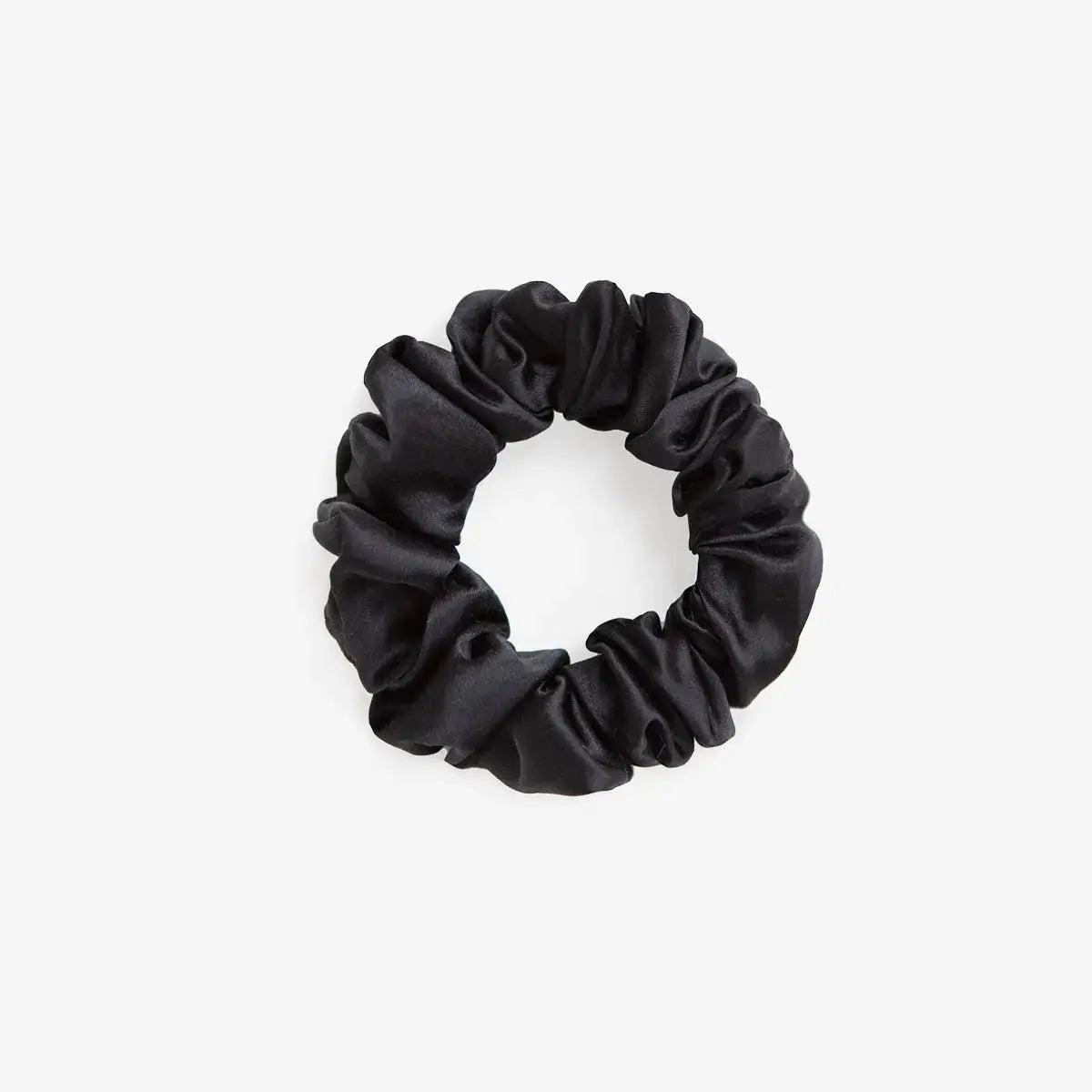 Black Silk Scrunchie Large - Pure Mulberry Silk Hair Tie UK