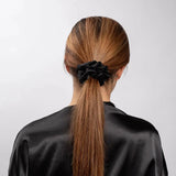 Black Silk Scrunchie Large - Pure Mulberry Silk Hair Tie UK