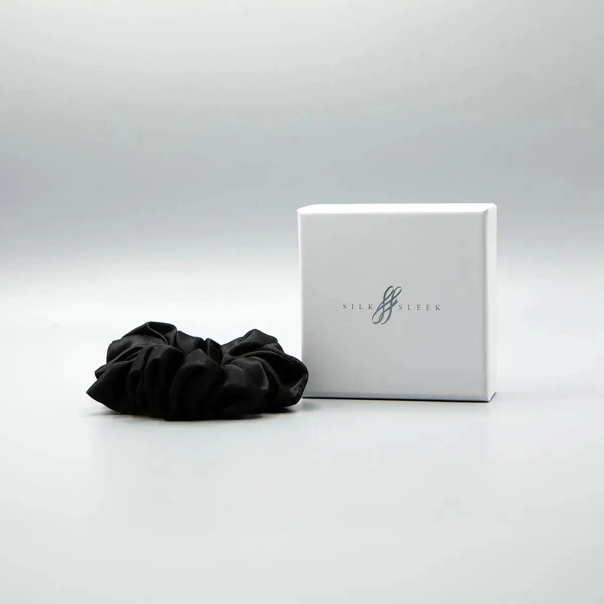 Black Silk Scrunchie Large - Pure Mulberry Silk Hair Tie UK