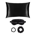 Ultimate Luxury Black Silk Gift Set - 22 Momme Mulberry Silk Pillowcase Eye Mask Scrunchies UK