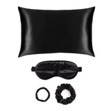 Ultimate Luxury Black Silk Gift Set - 22 Momme Mulberry Silk Pillowcase Eye Mask Scrunchies UK