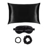 Ultimate Luxury Black Silk Gift Set - 22 Momme Mulberry Silk Pillowcase Eye Mask Scrunchies UK