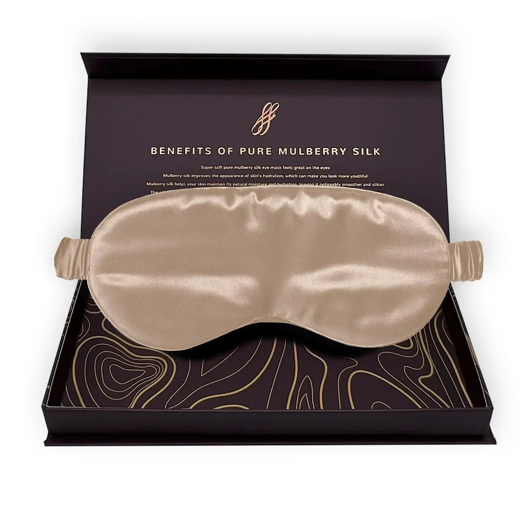 Champagne Silk Eye Mask - 22 Momme Pure Mulberry Silk Sleep Mask UK