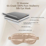 Champagne Silk Eye Mask - 22 Momme Pure Mulberry Silk Sleep Mask UK