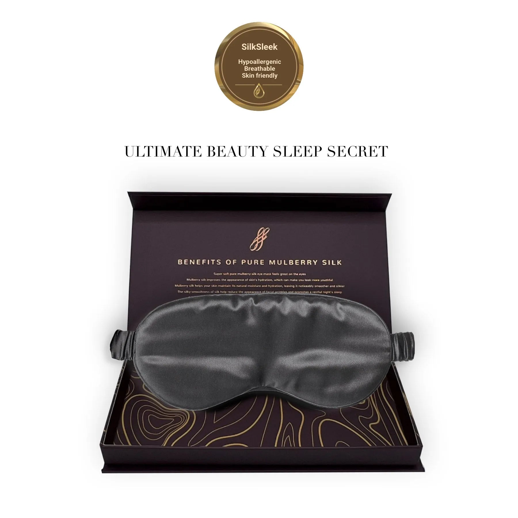 Charcoal Silk Eye Mask - 22 Momme Grade 6A Pure Mulberry Silk Sleep Mask UK