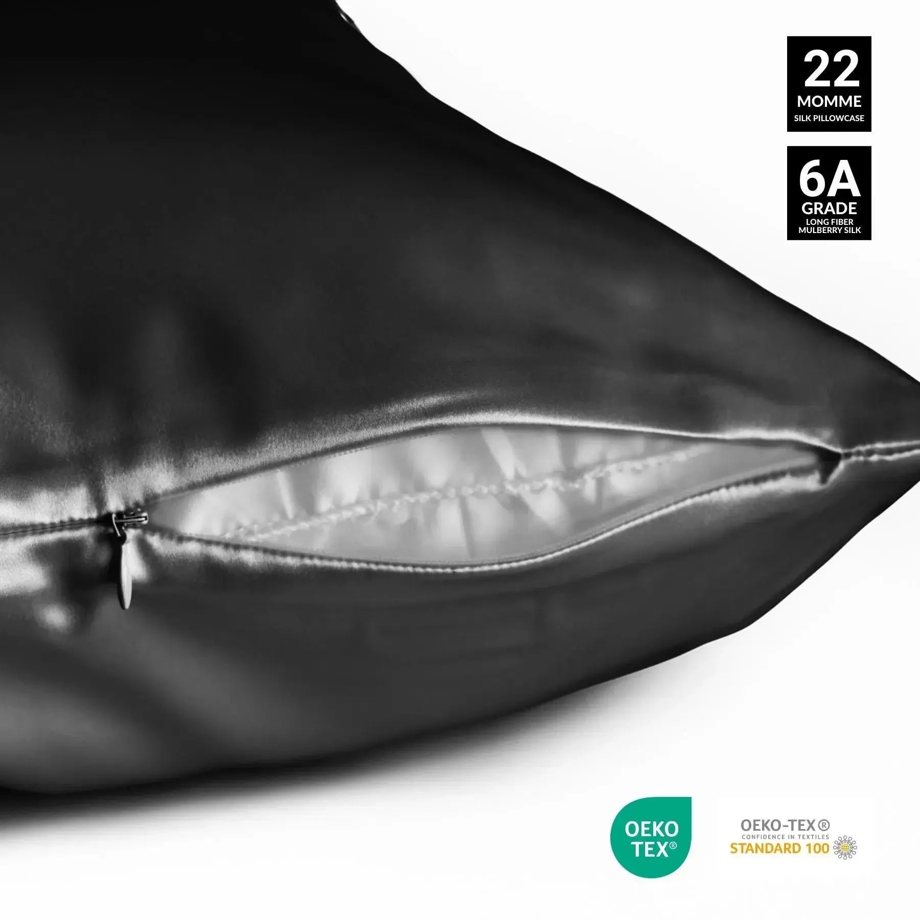 Charcoal Silk Pillowcase - 22 Momme Pure Mulberry Silk Pillowcase UK