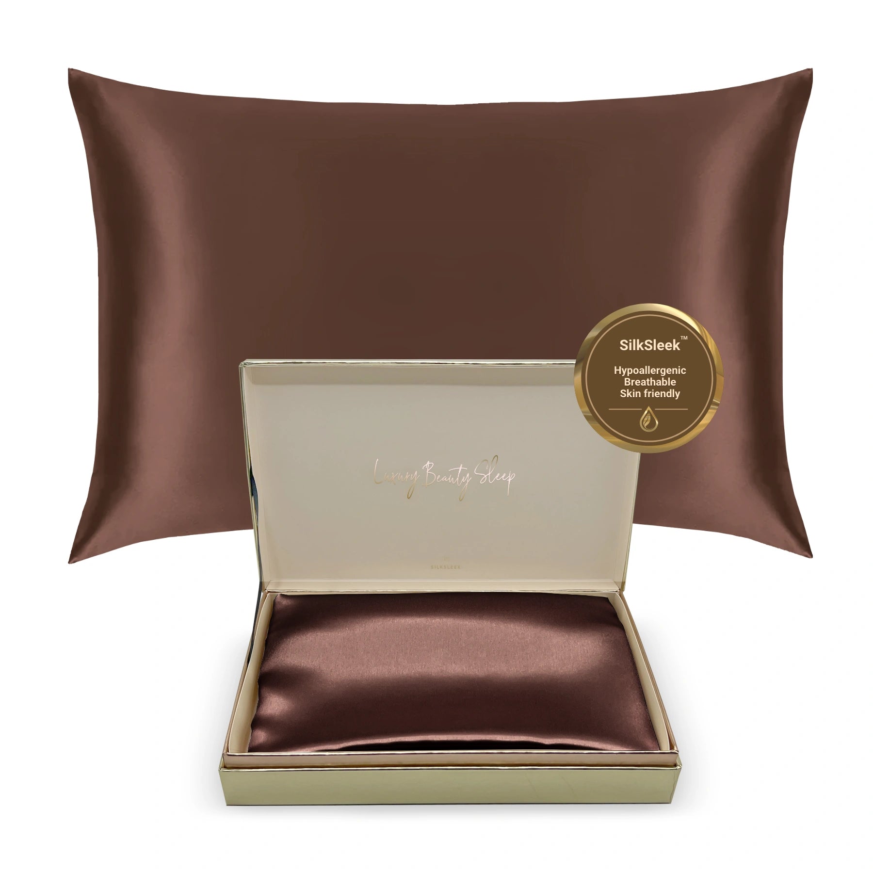 Chocolate Silk Pillowcase - 22 Momme Pure Mulberry Silk Pillowcase