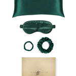Emerald Silk Gift Set - 22 Momme Mulberry Silk Pillowcase Eye Mask Scrunchies UK