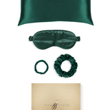 Emerald Silk Gift Set - 22 Momme Mulberry Silk Pillowcase Eye Mask Scrunchies UK