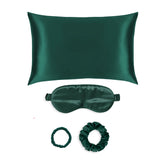 Emerald Silk Gift Set - 22 Momme Mulberry Silk Pillowcase Eye Mask Scrunchies UK