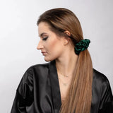 Emerald Silk Scrunchie Large - Pure Mulberry Silk Hair Tie UK
