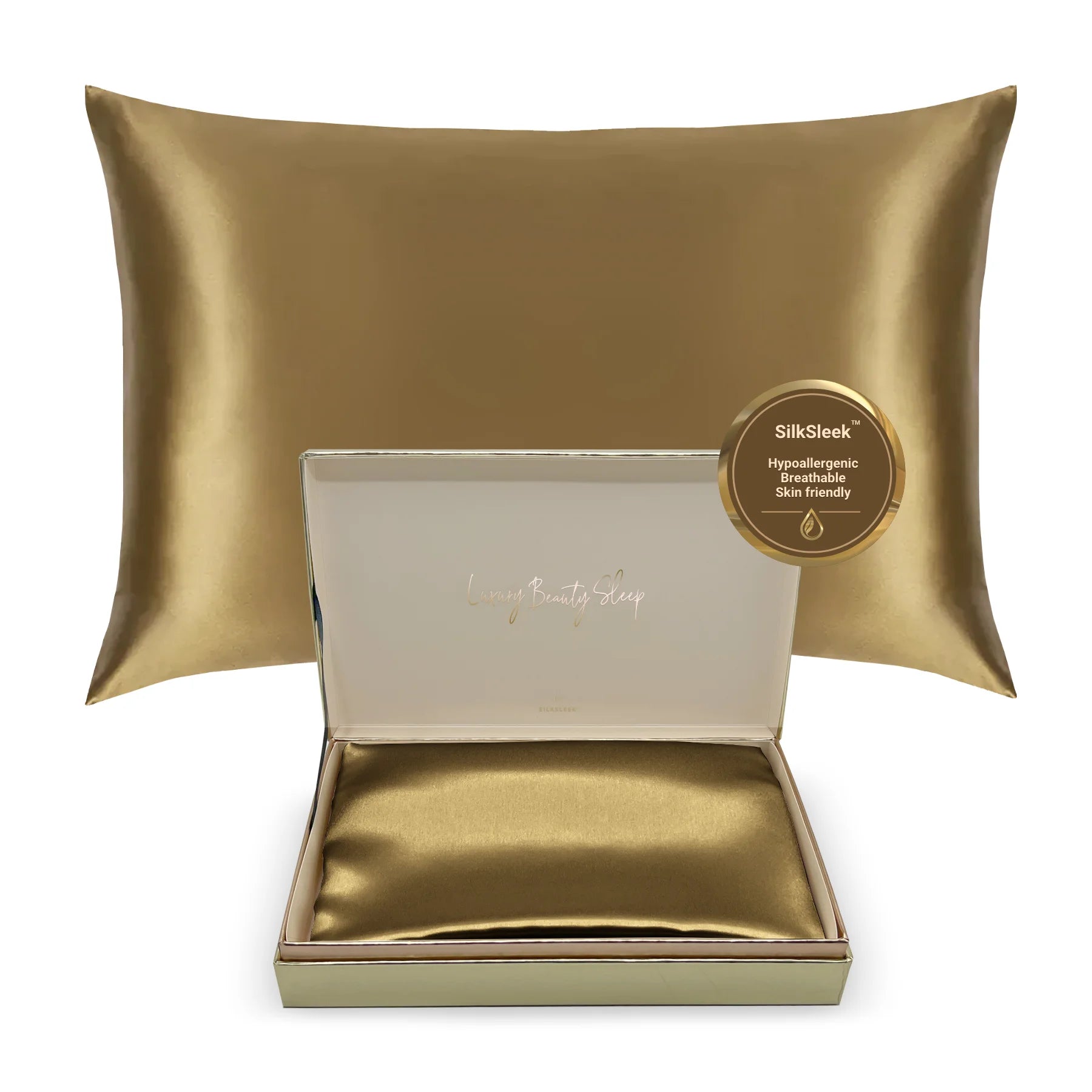 Gold Silk Pillowcase - 22 Momme Pure Mulberry Silk Pillowcase UK