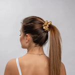 Gold Silk Scrunchie Large - Pure Mulberry Silk Hair Tie UK