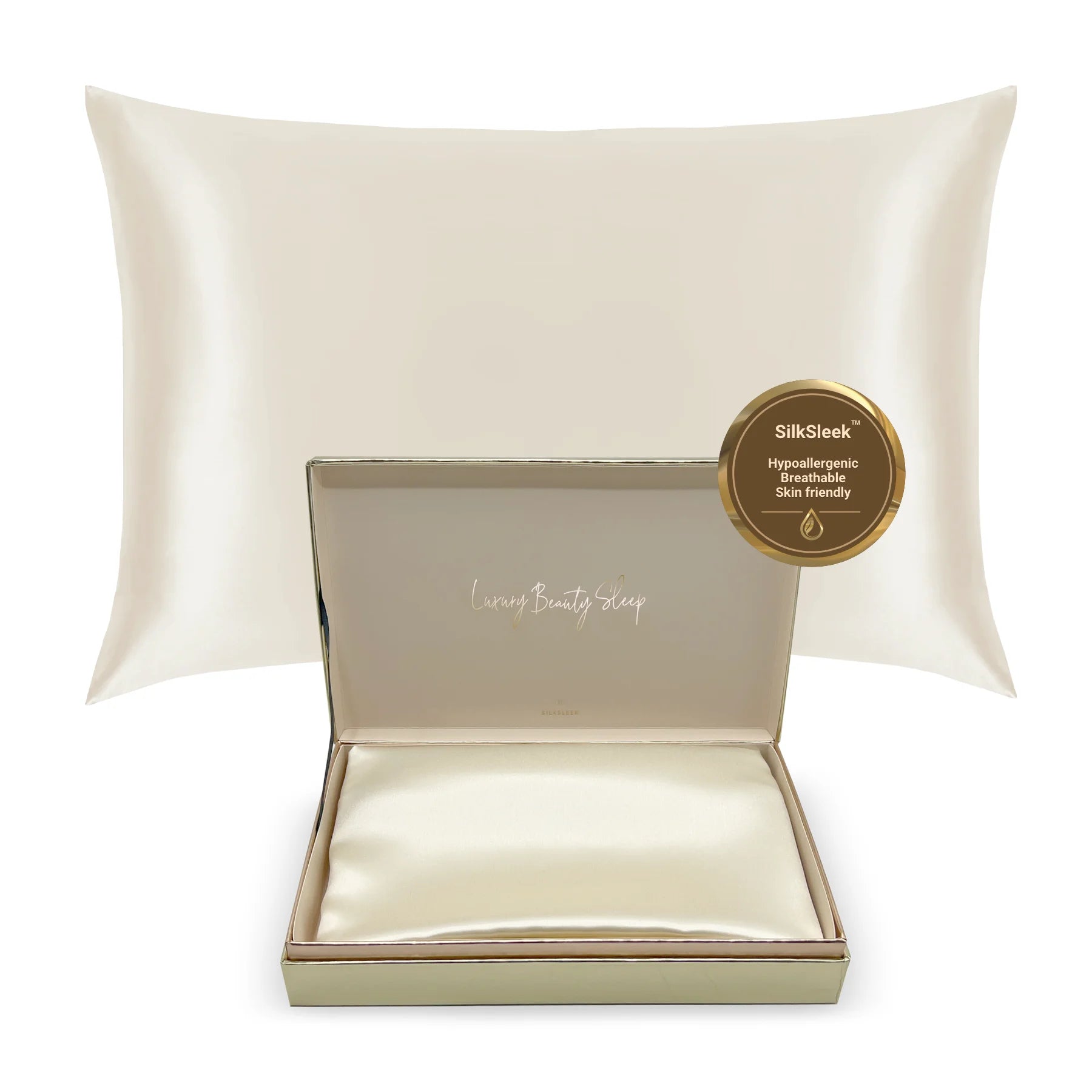 Ivory Silk Pillowcase - 22 Momme Pure Mulberry Silk Pillowcase UK