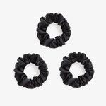 Large Silk Scrunchie Set Black - Pure Mulberry Silk Hair Ties UK