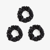 Large Silk Scrunchie Set Black - Pure Mulberry Silk Hair Ties UK