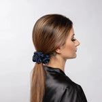 Navy Blue Silk Scrunchie Large - Pure Mulberry Silk Hair Tie UK
