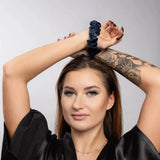 Navy Blue Silk Scrunchie Large - Pure Mulberry Silk Hair Tie UK