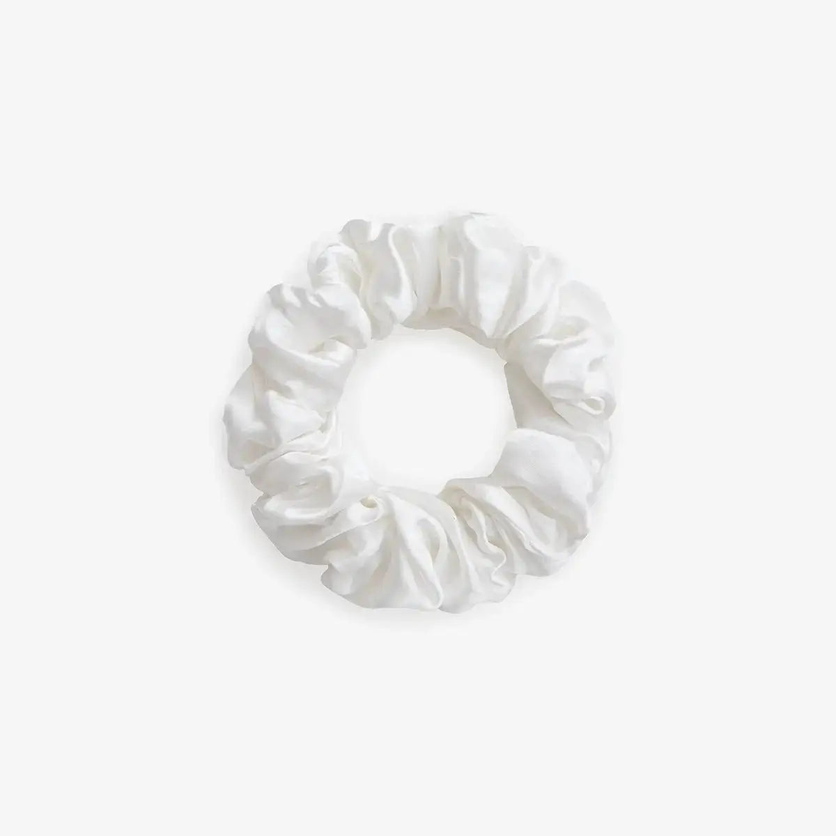 Pearl White Silk Scrunchie Large - Pure Mulberry Silk Hair Tie UK