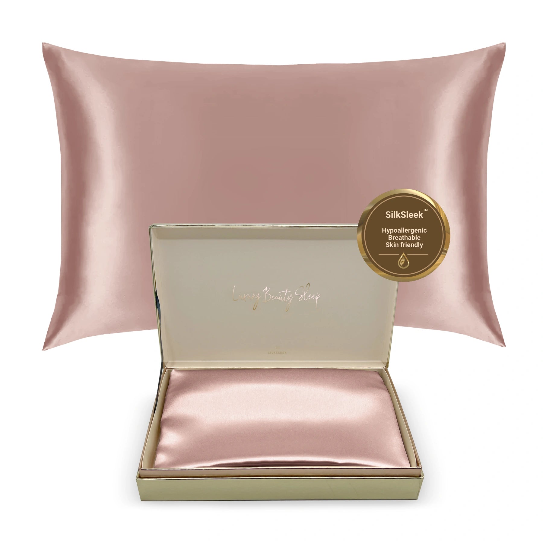 Pink Silk Pillowcase - 22 Momme Pure Mulberry Silk Pillowcase