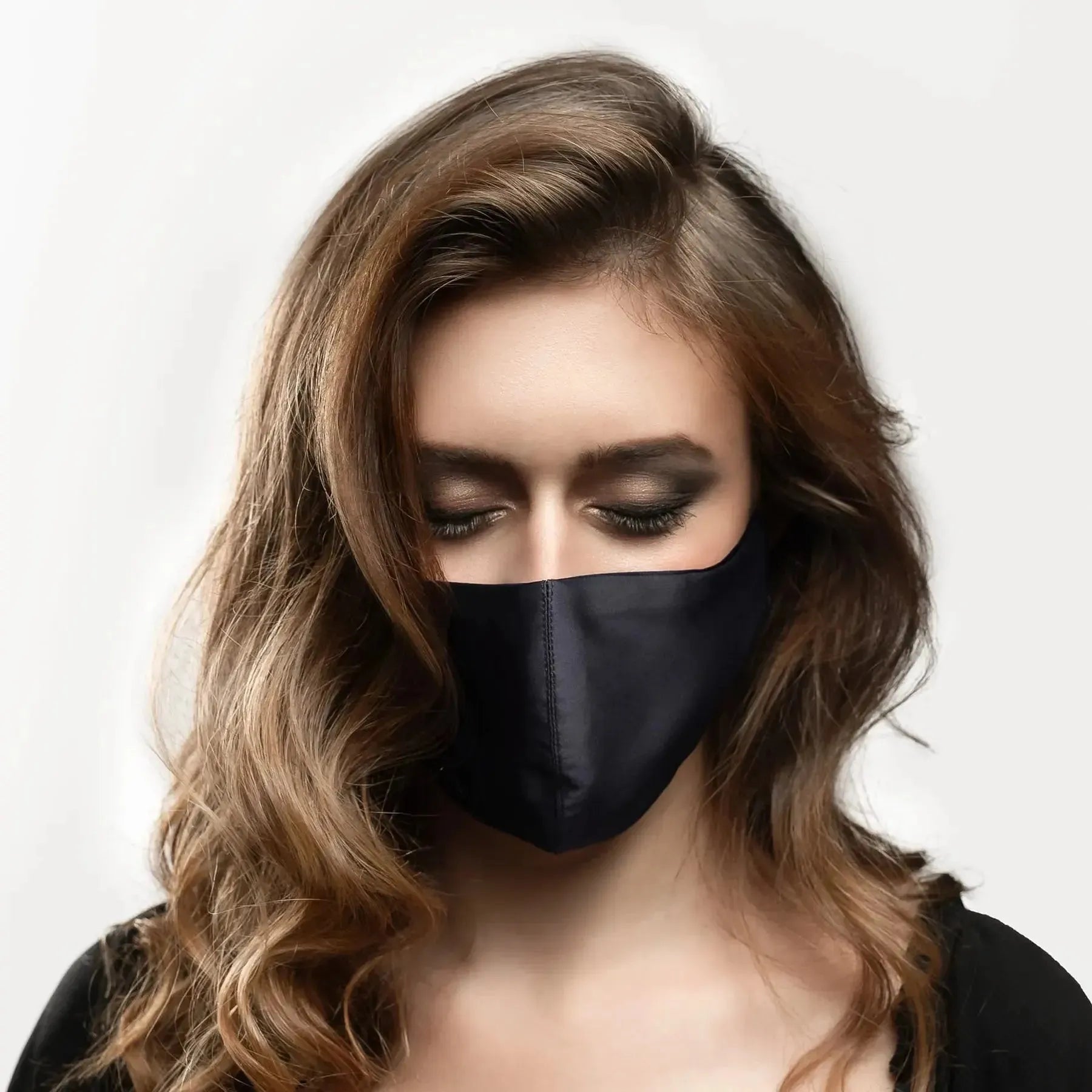 Pure Mulberry SILK Face Mask With Nose Wire - Black - SilkSleek