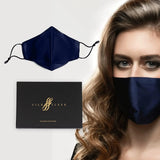 Pure Mulberry SILK Face Mask With Nose Wire -  Navy Blue - SilkSleek