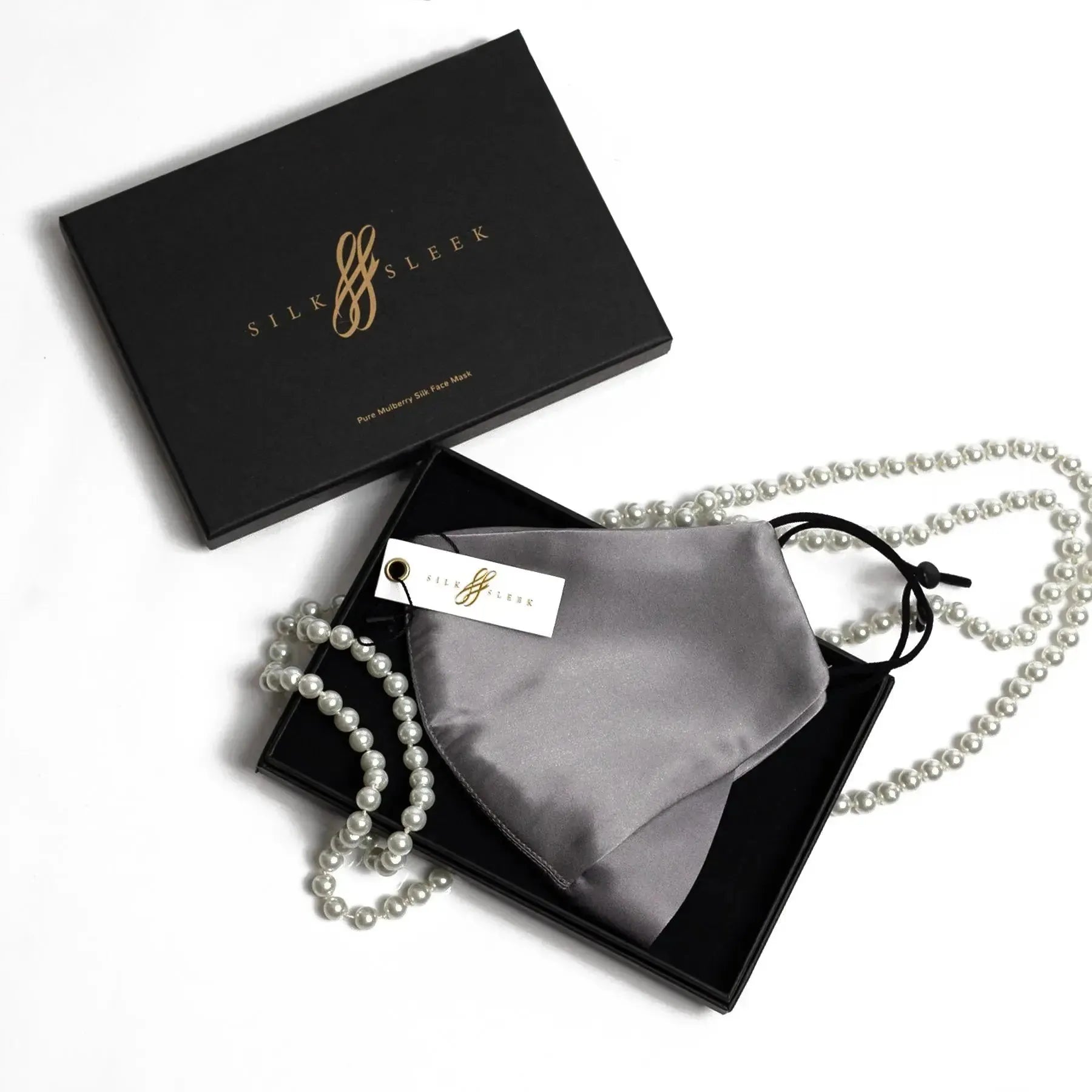 Pure Mulberry SILK Face Mask With Nose Wire - Silver - SilkSleek