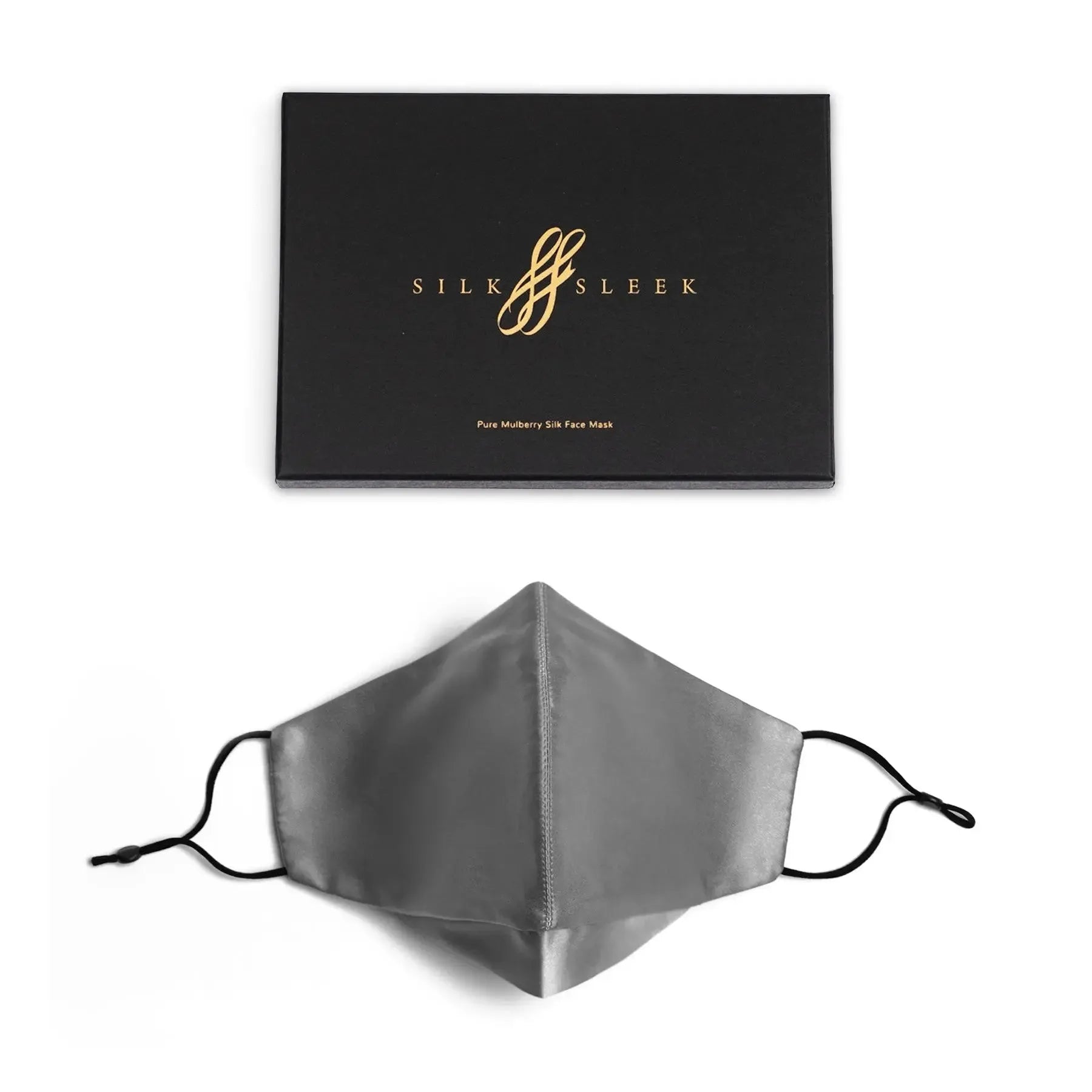 Pure Mulberry SILK Face Mask With Nose Wire - Silver - SilkSleek