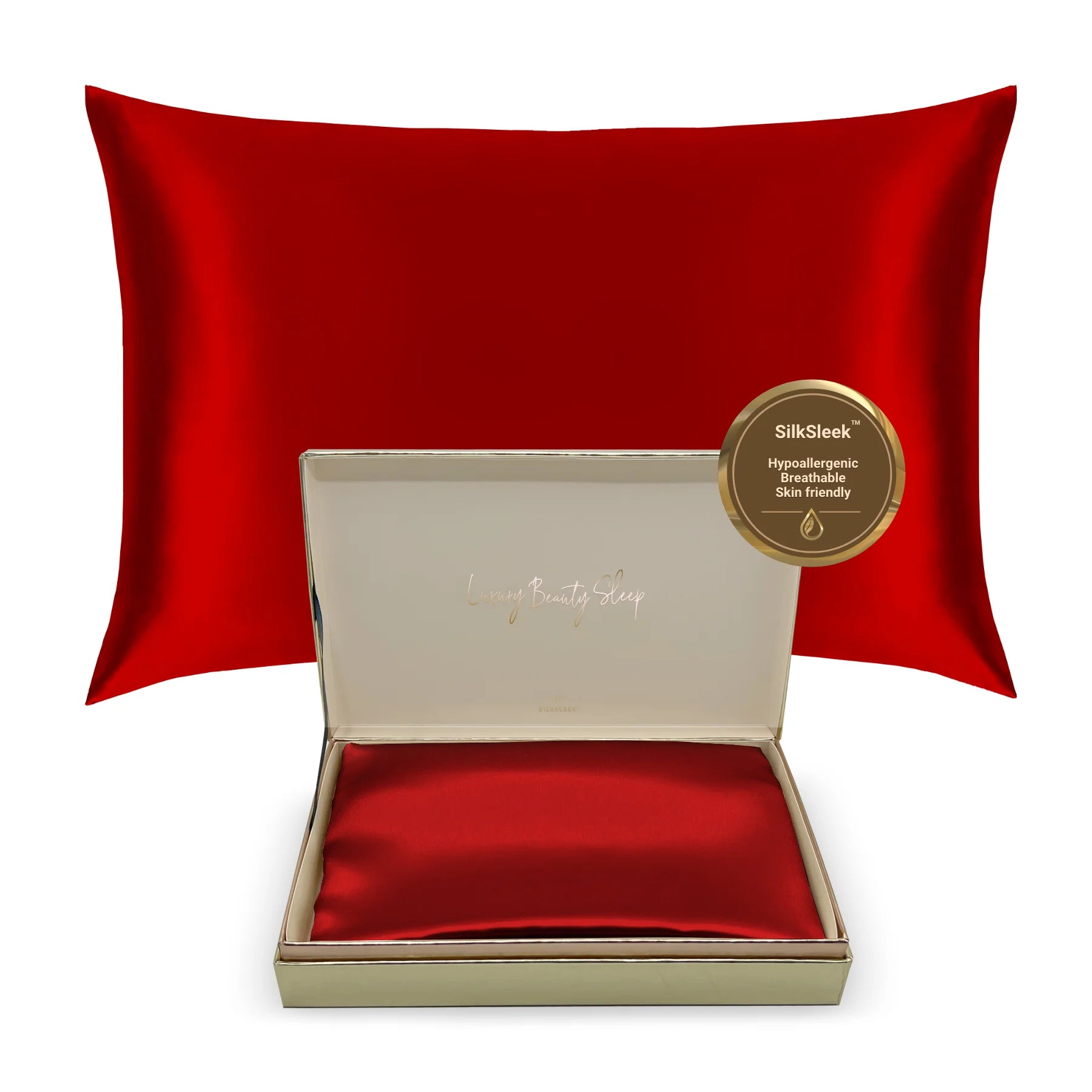 Red Silk Pillowcase - 22 Momme Pure Mulberry Silk Pillowcase UK