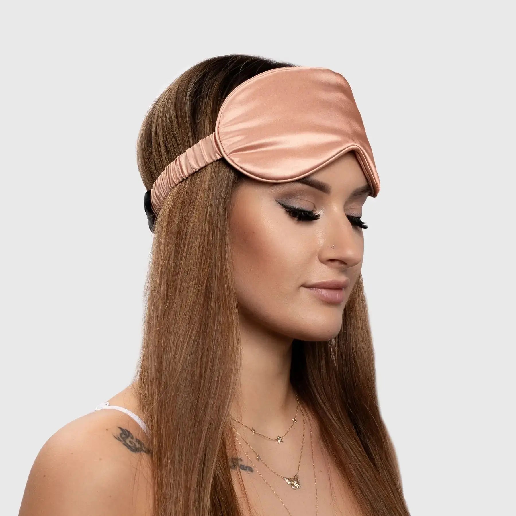 Rose Gold Silk Eye Mask - 22 Momme Pure Mulberry Silk Sleep Mask UK
