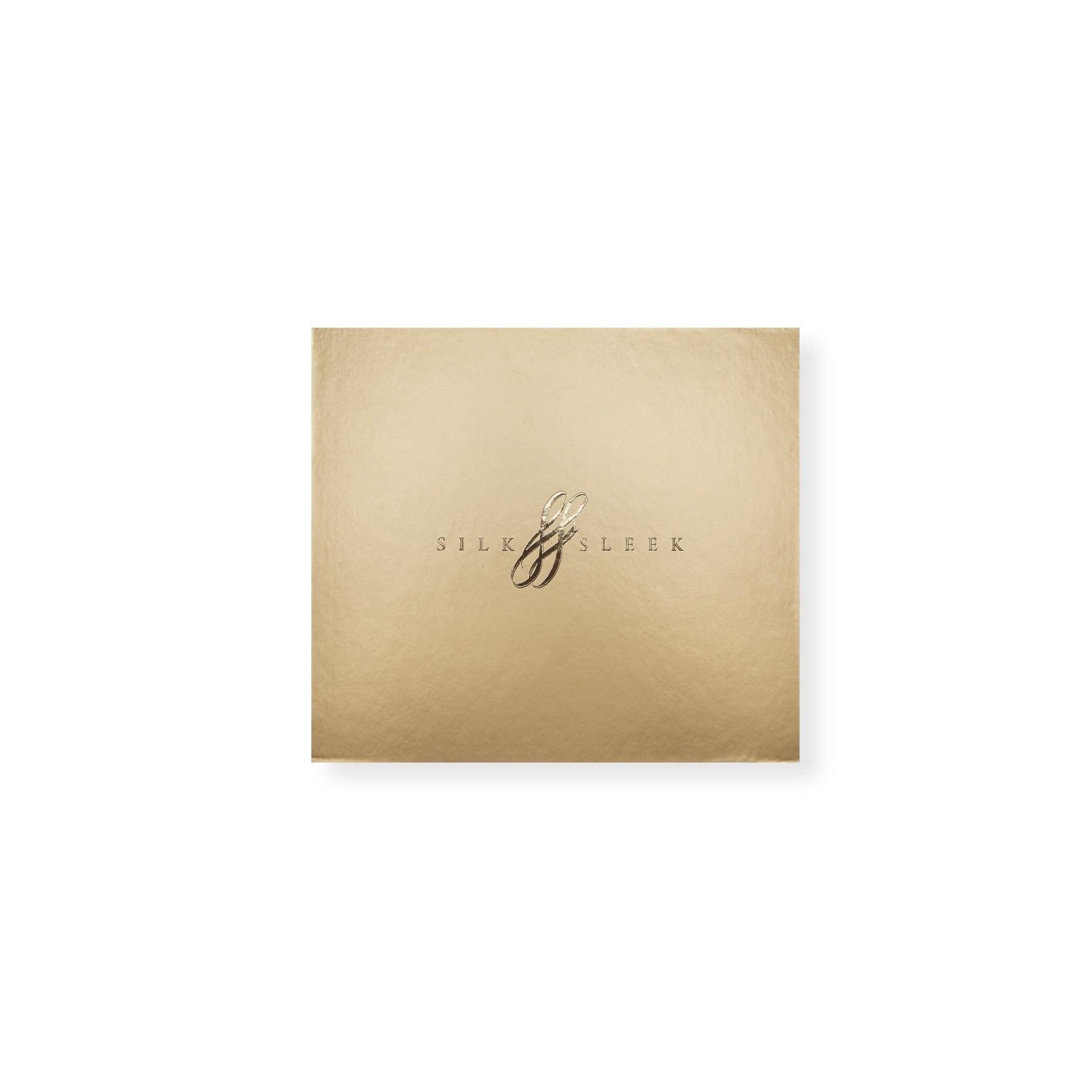 Gold packaging box with 'SilkSleek' branding on a white background