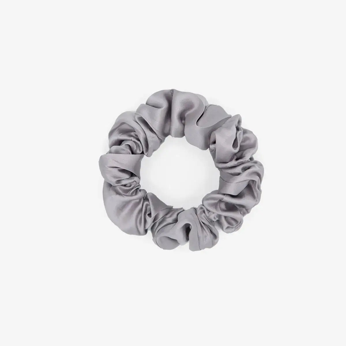 Silver Silk Scrunchie Large - Pure Mulberry Silk Hair Tie UK