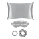 Silver Silk Gift Set - 22 Momme Mulberry Silk Pillowcase Eye Mask Scrunchies UK