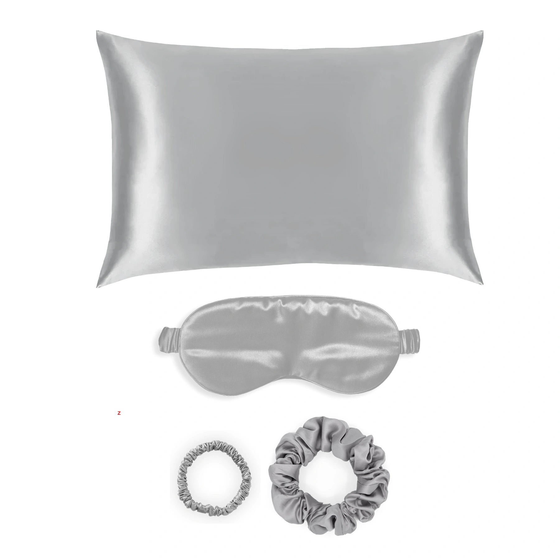 Silver Silk Gift Set - 22 Momme Mulberry Silk Pillowcase Eye Mask Scrunchies UK