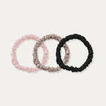 Skinny Silk Scrunchie Set - Blush Pink, Oyster, Black - SilkSleek