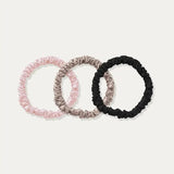 Skinny Silk Scrunchie Set - Blush Pink, Oyster, Black - SilkSleek