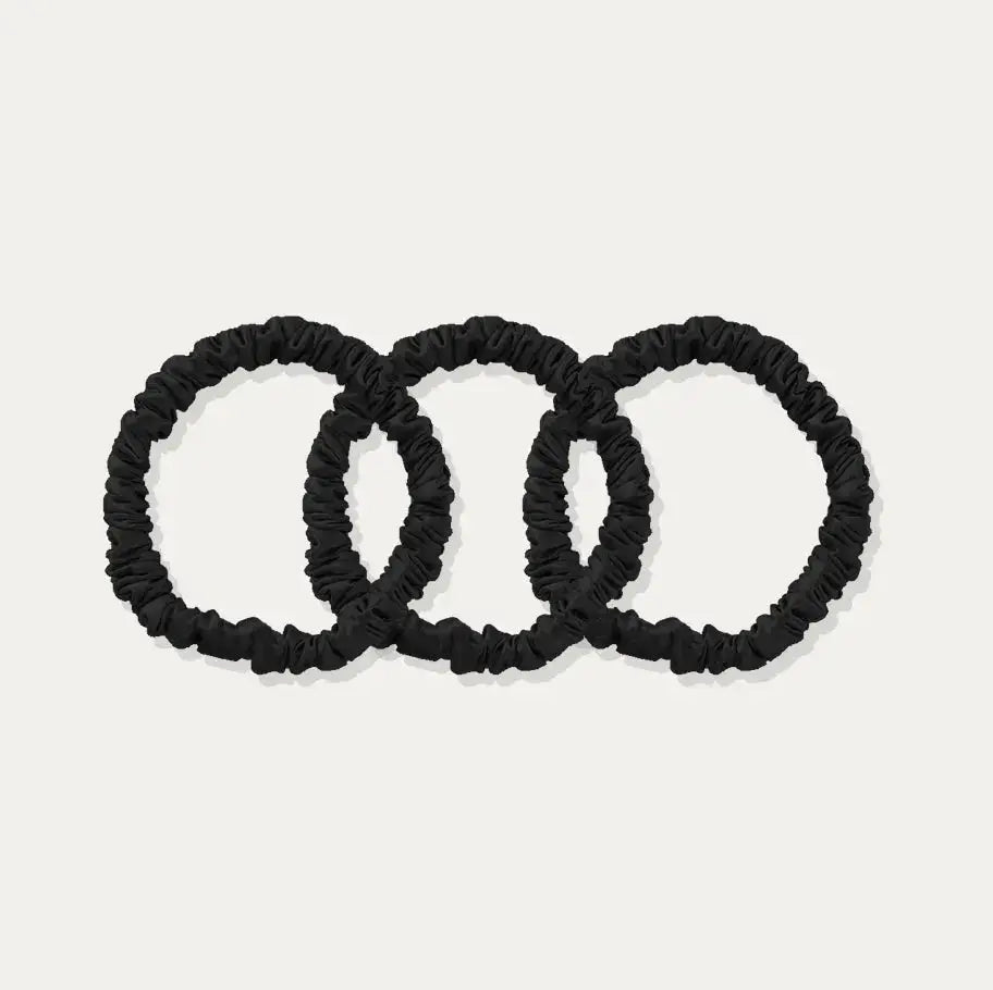 Skinny Silk Scrunchie Set - Black - SilkSleek