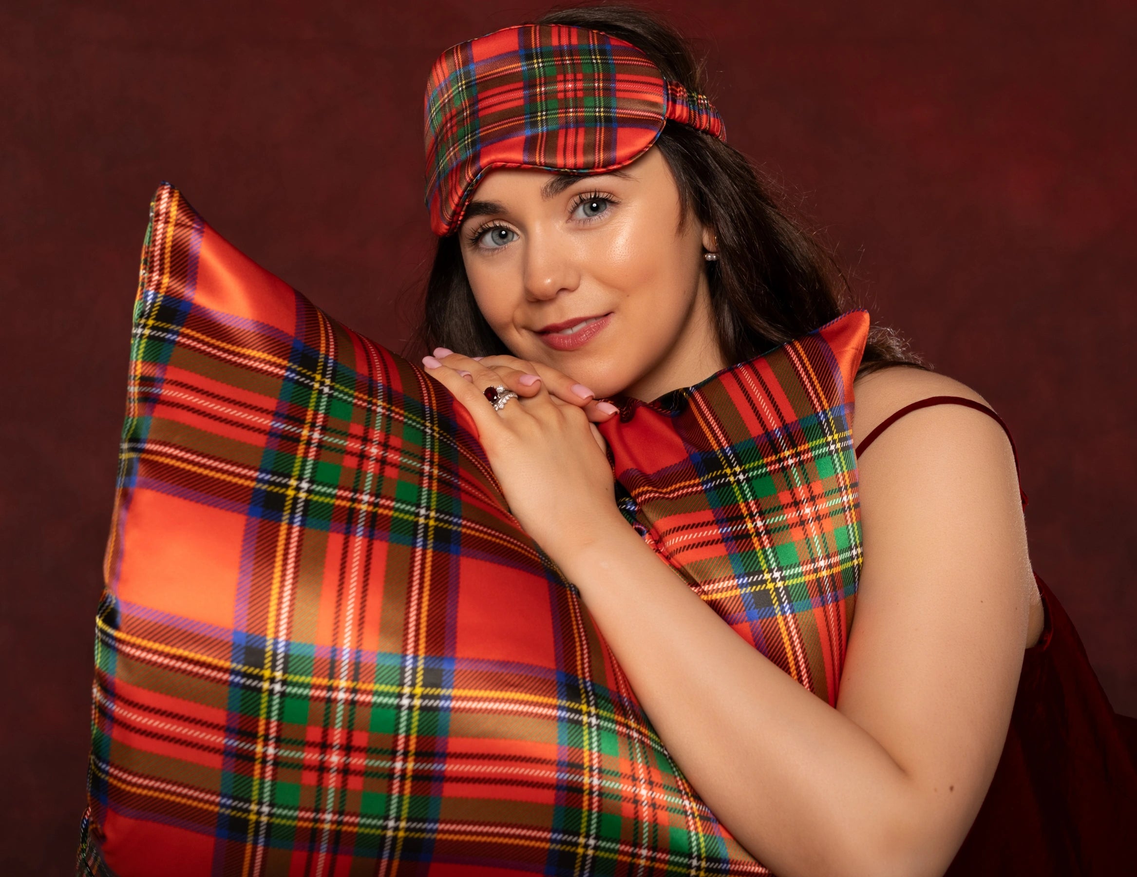 Tartan Red Silk Pillowcase - 22 Momme Pure Mulberry Silk Pillowcase UK