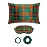 Tartan Green Silk Gift Set - 22 Momme Mulberry Silk Pillowcase Eye Mask Scrunchies UK